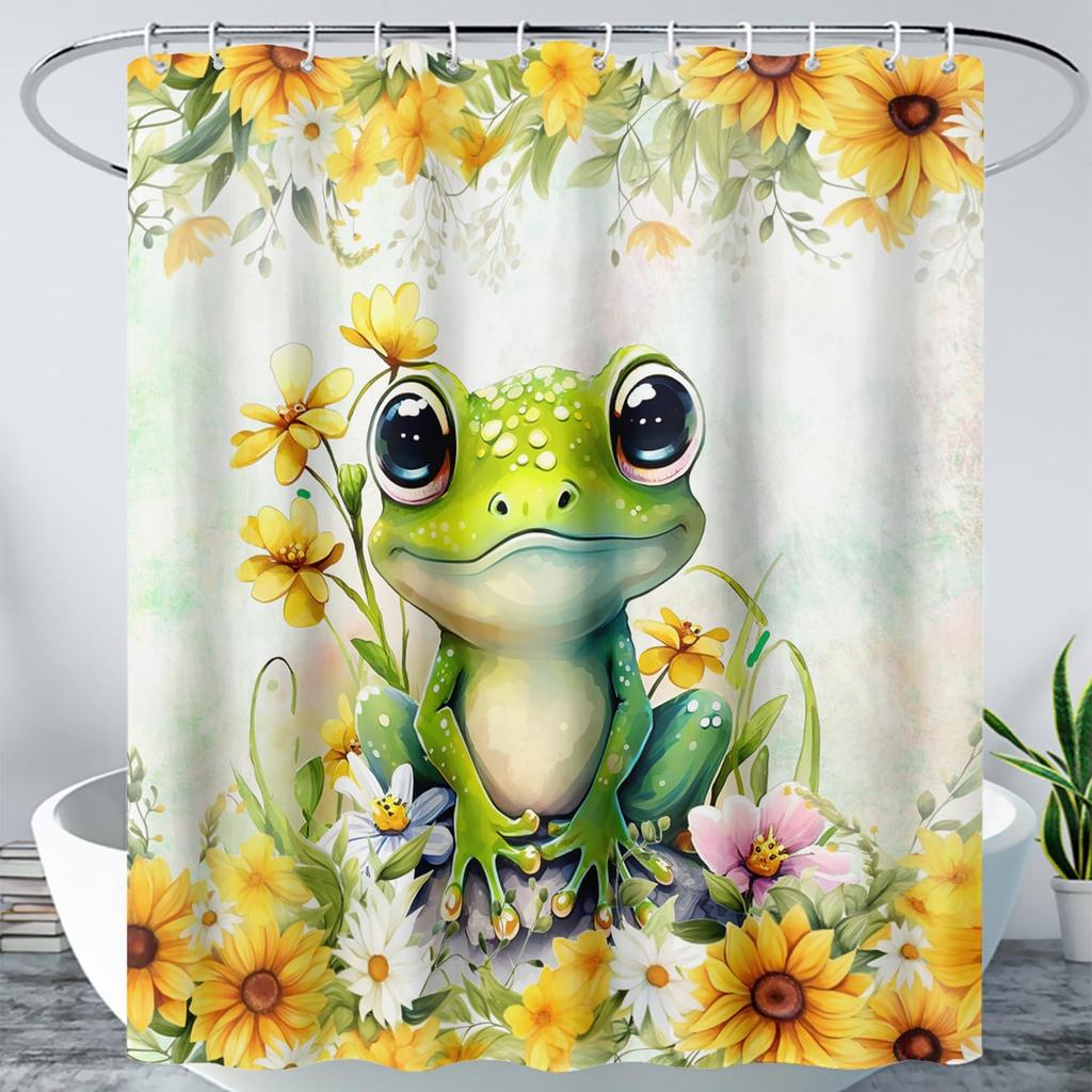 Kawaii Rabbit Pet Shower Curtain for Bathroom,Cute Animal Bunny Floral Waterproof Fabric Bath Curtain with Hooks,72" Wx72 H