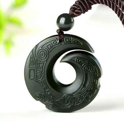 Doğal Hetian Yeşim Kolye Kolye Jadeite Takı Erkekler için Hediyeler Budist Şanslı Oyma Moda Charm Kadın Muska