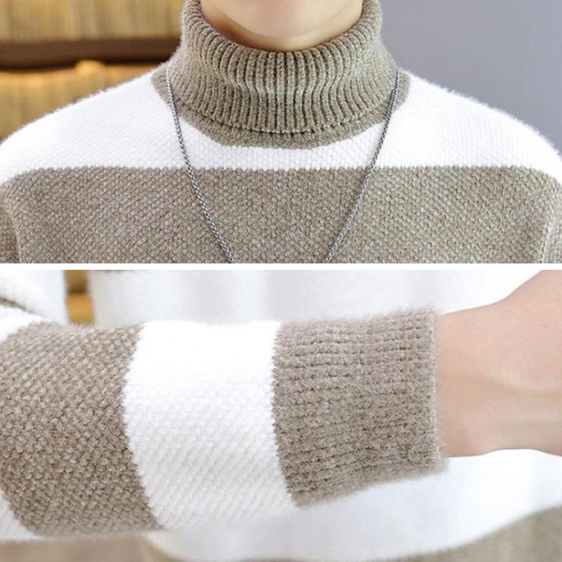 Spring and Autumn Turtleneck Sweater Bottoming Shirt Zebra Pattern Tide Brand Sweater Loose Cardigan Men's Pullover