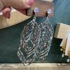 Fashion Tassel Threaded Leaf Earrings Long Metal Leaf Earrings Personalized Creative Ear Accessories New