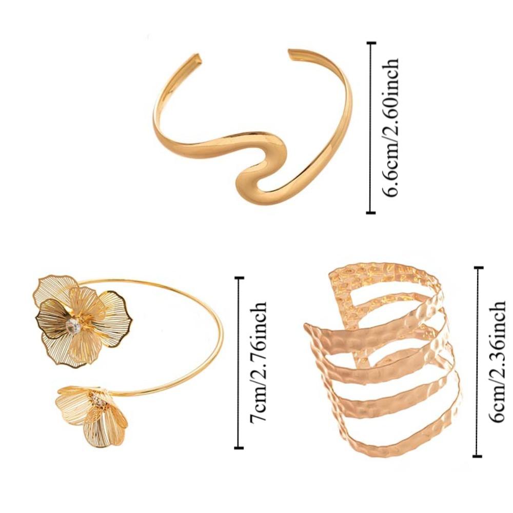 Geometry Wave Line Women Cuff Bangle Zinc Zinc Alloy Bohemian Bracelet Ins Fashion Metal Arm Cuff  Women