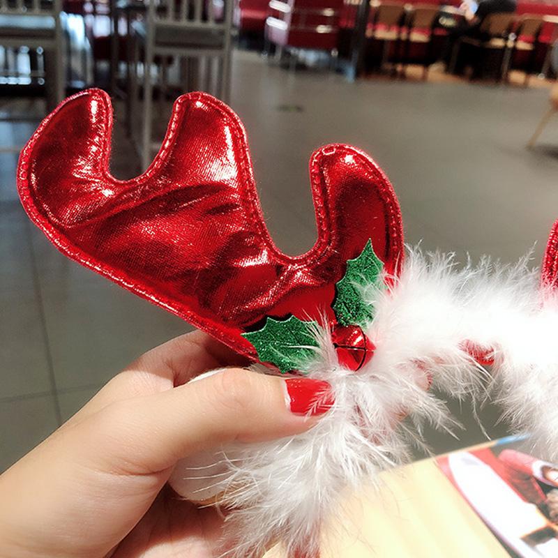 1PC Bow Headband 2025 New Christmas Hair Accessories Santa Claus Tree For Xmas Gifts Deer Horn Cute Hair Bands Party Supplies