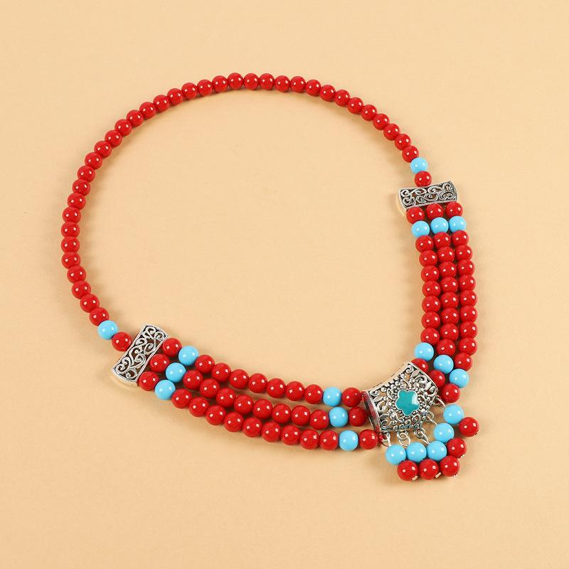 Tibetansk pannprydnad retro exotisk stil pannkedja Xizang Qinghai foto dans ögonbrynshänge tibetansk klädsel huvudbonad