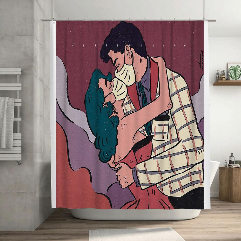 Vintage Gotischer Blumiger Duschvorhang Dunkle Academia Ästhetik Badezimmer Dekor Wasserdichtes Stoff Hintergrund Wandbehang