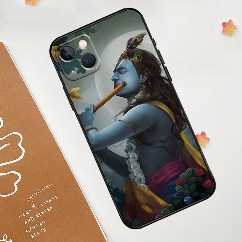 Indian God Lord Krishna Case For iPhone 16 15 14 13 12 11 17 Pro Max Mini 16e 15 16 Plus 17 Air Funda Cover