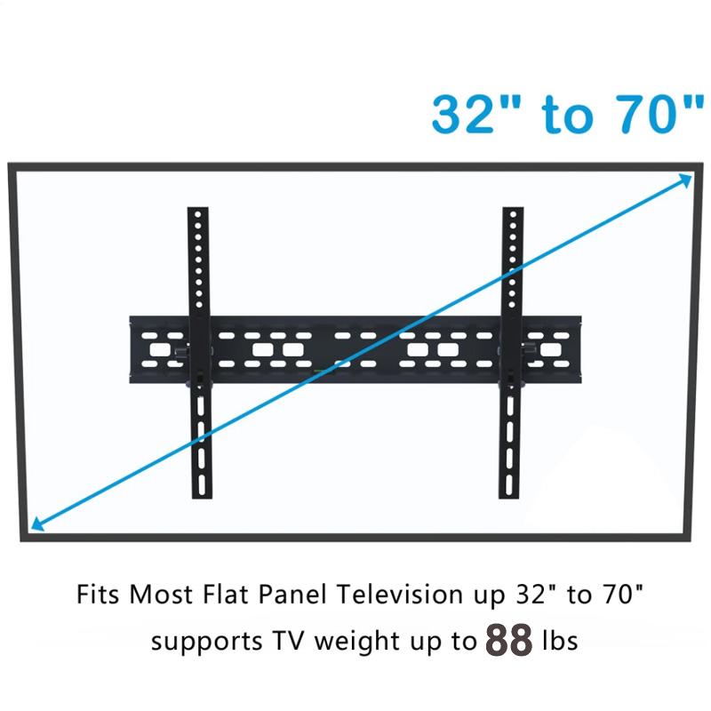 TV Wall Mount Fixed for Most 32-70 Inch Universal Tilt Low Profile Flat Stand VESA 600x400mm 88 LBS Angle Adjustment -5~+15°