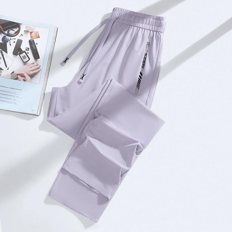 Summer Couple Style Ice Silk Pants Men's Stretch Sports Pants Men's Casual Pants Men's Versatile Casual Loose Wide Leg Pants