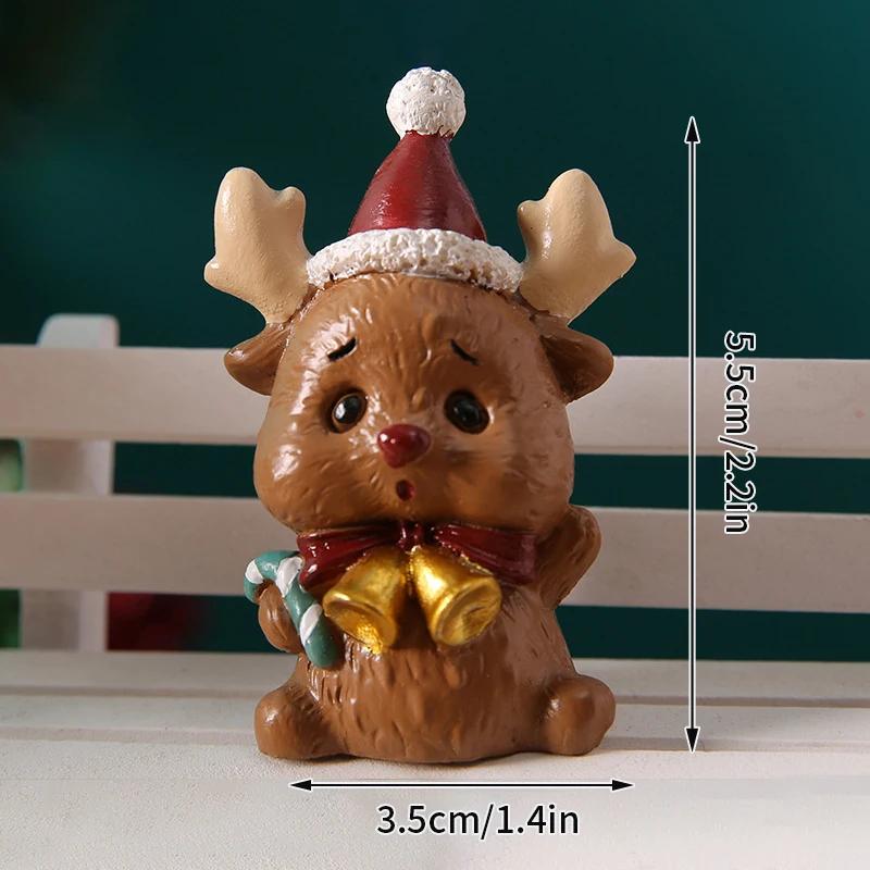 Christmas Micro Landscape Decoration Resin Santa Claus Reindeer Figurines Ornaments Car Home Decor 2026 Xmas Gifts for Kids