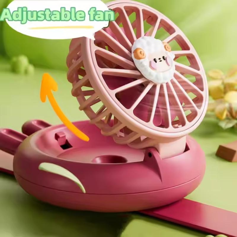 Unisex Childrens Mini Fan USB Rechargeable Safety Watch Fan 3 Modes with LED Night Light Anti Pinch Fingers for 3-12 Years Old