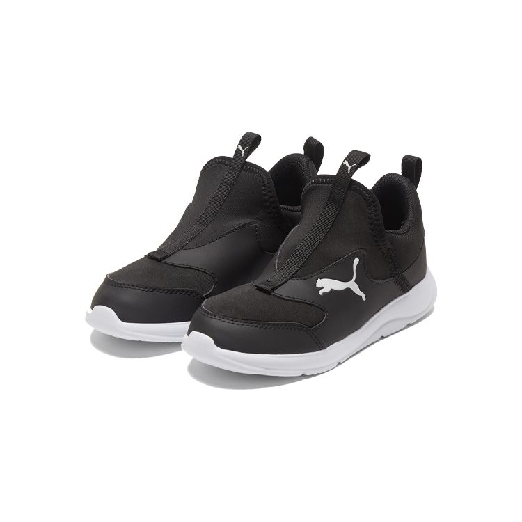 Puma Fun Racer Slip-On Little Kid Black White Kids Sneakers 193668-04