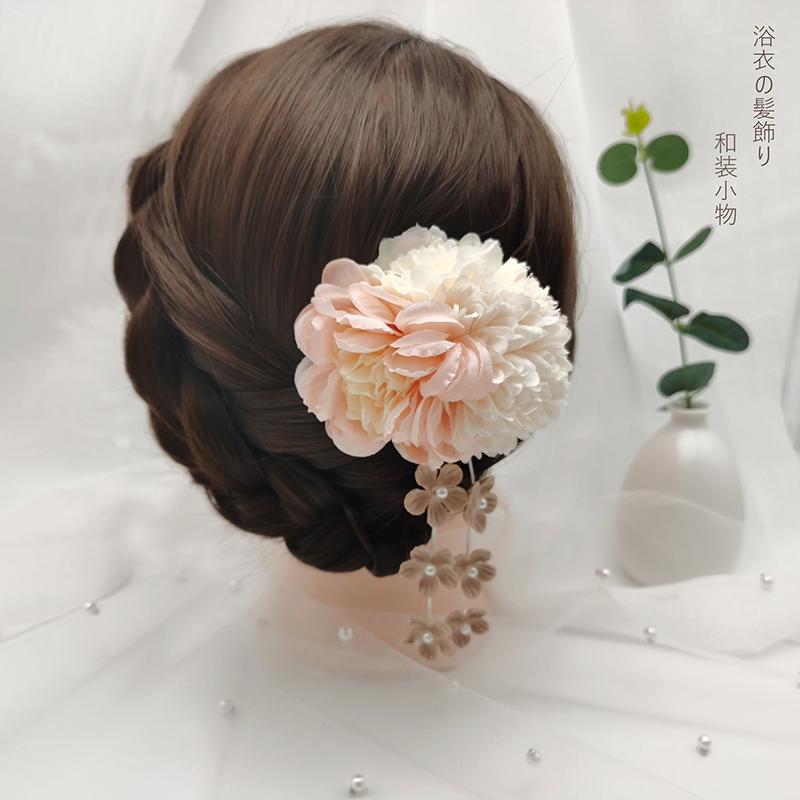 Japanische handgefertigte Haarspange mit Stoffblume, Quaste, Kimono-Haarnadel, Kopfschmuck, Geisha-Haarspange, Haarnadeln für Hochzeiten und Feste