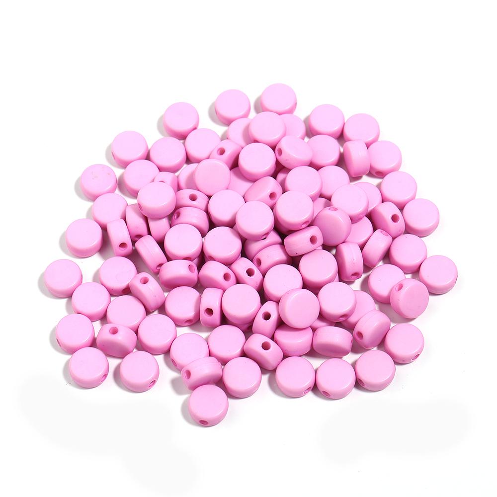100pcs 7mm Acrylic Beads Solid Color Flat Round Loose Spacer Beads For Jewelry Making DIY Handmade Bracelet Necklace Accessories