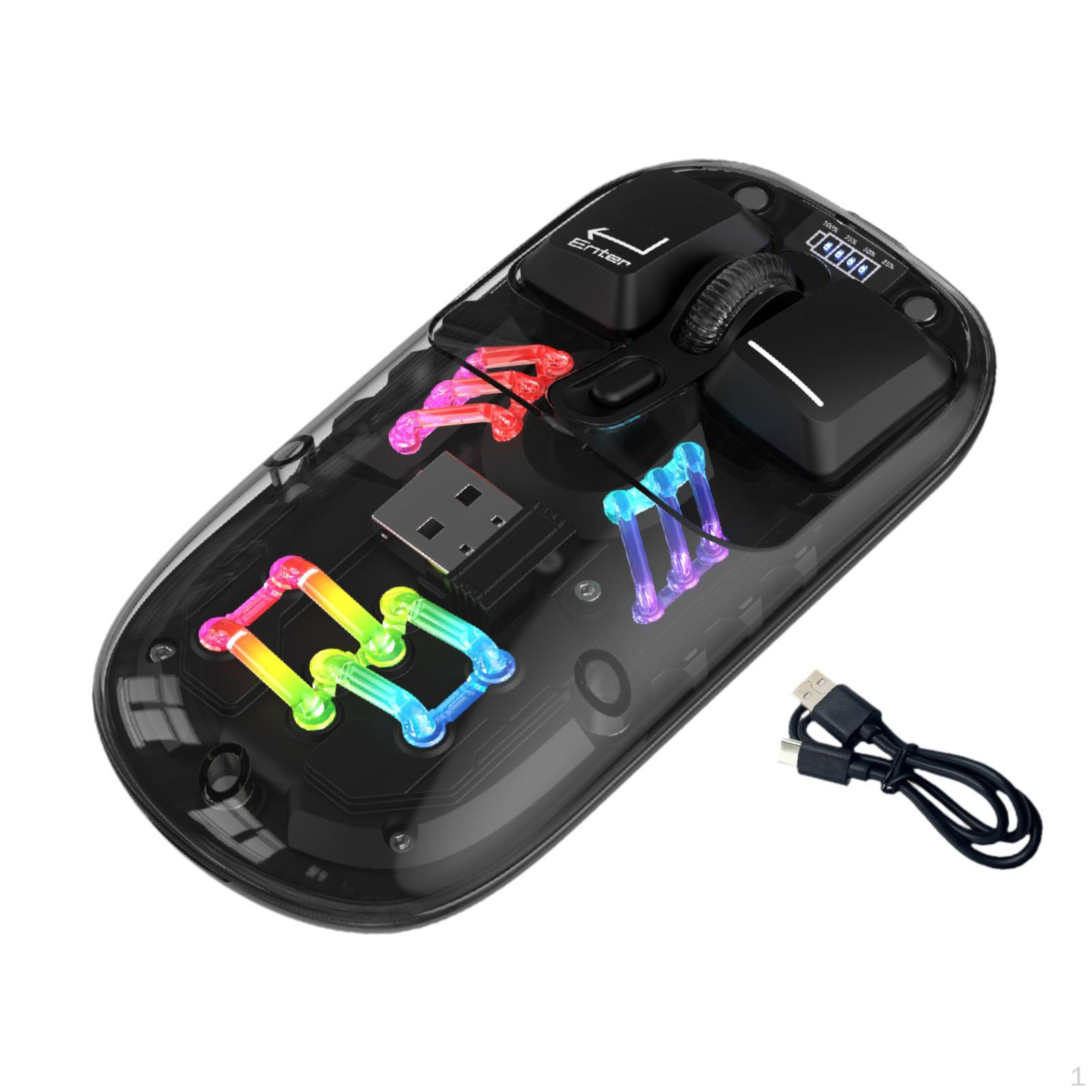 

LED No Wire Mouse,Transparent Mouse Handheld Rechargeable Gaming with Lights BT5.0 for