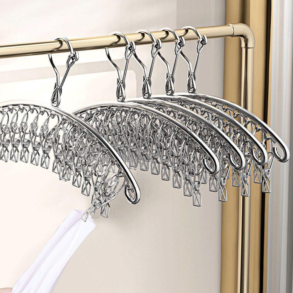 Space Saving Stainless Steel Hanger Strong Support Laundry Airer Hanger  Clothing Rack