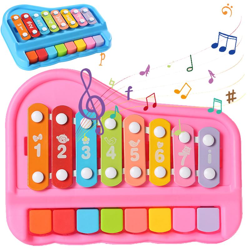 Toys Educational Toys 2 in 1 Baby Music instruments Montessori 8-note Xylophone Piano Parish Music Play Games Travel for Toddler