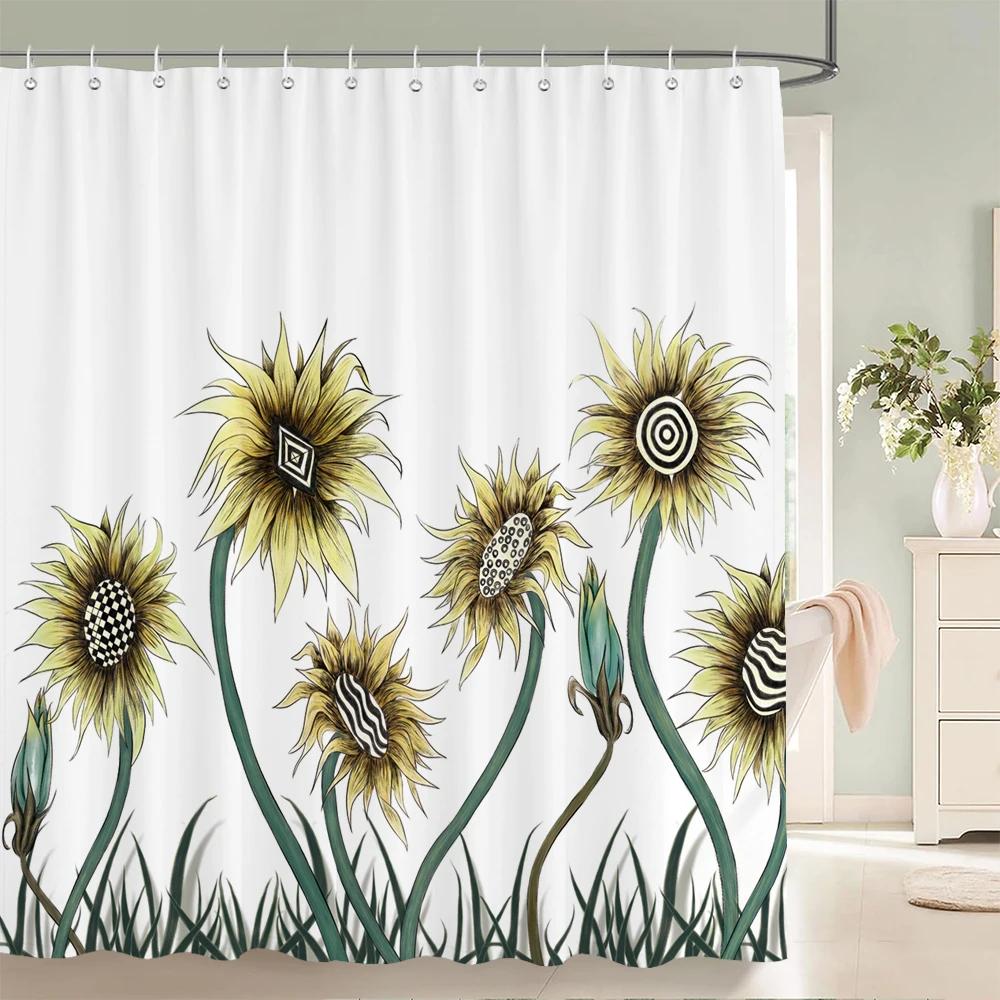 240x180cm Bathroom Waterproof Shower Curtain Beautiful Flower Plant Leaves Printing Polyester Home Decoration Curtain With Hook