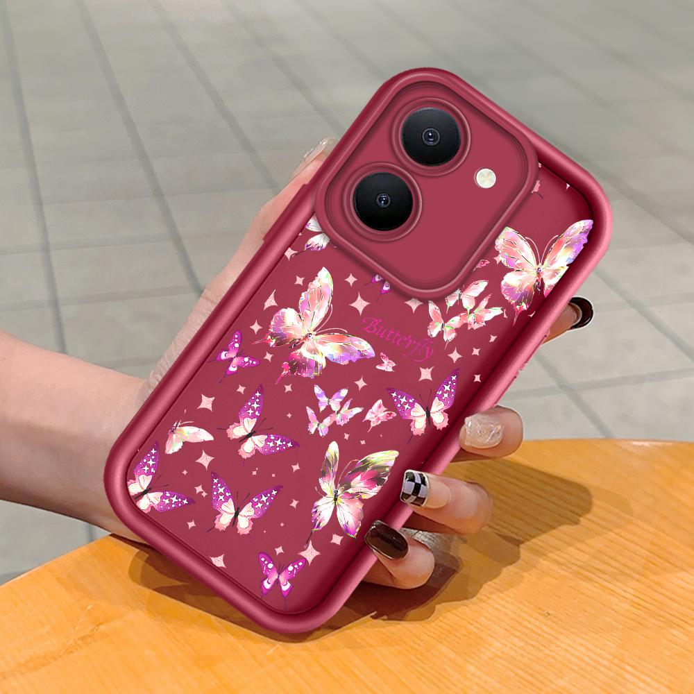 Soft Silicone Square Ladder Printing Pattern Phone Casing Full Cover Camera Shockproof Protection Rubber Case for Vivo