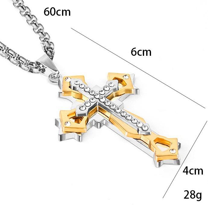 Fashion Hip Hop Multi-Diamond Necklace Pendant Men'S Titanium Steel Long Sweater Chain