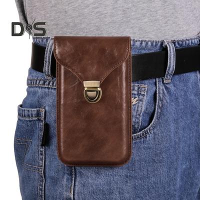 Mobile Phone Belt Bag Cellphone Holster for Blet Smooth Faux Leather Snap Closure Solid Color Regular Fit Portable Men Belt Pouch