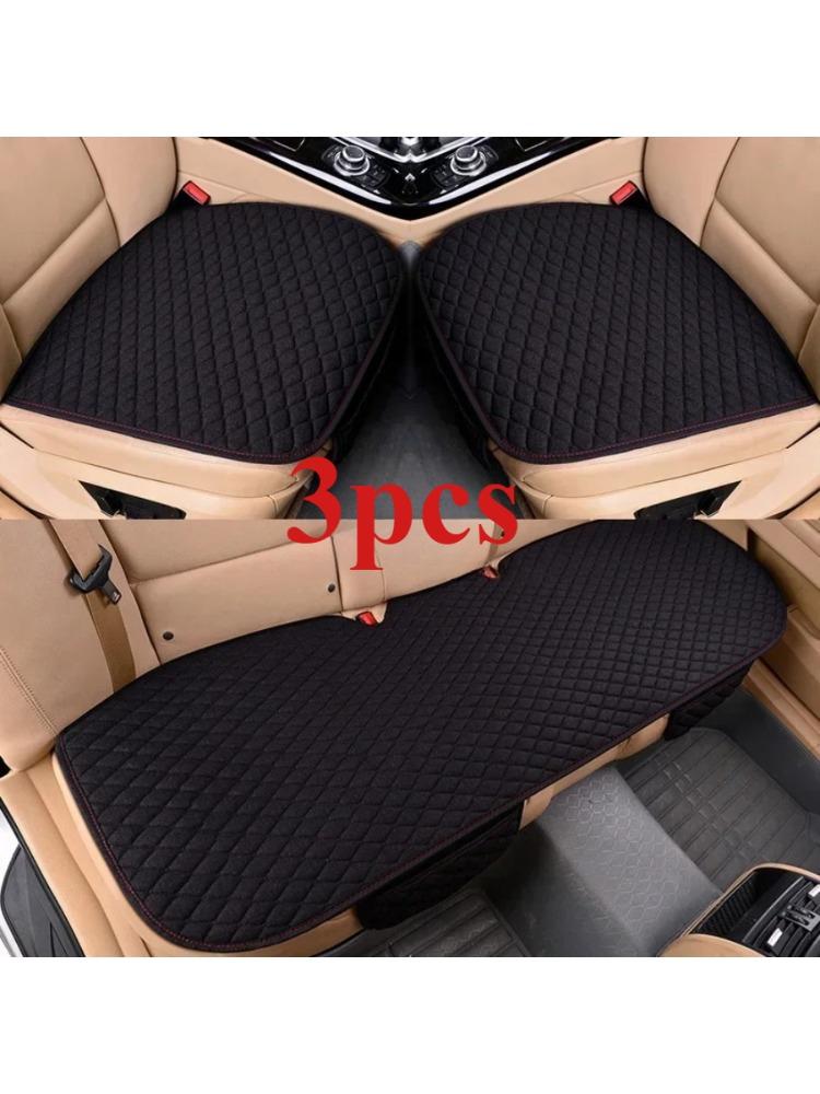Linen Car Seat Covers, Front And Rear Linen Fabric Cushions, Summer Breathable Protective Pads, Car Parts
