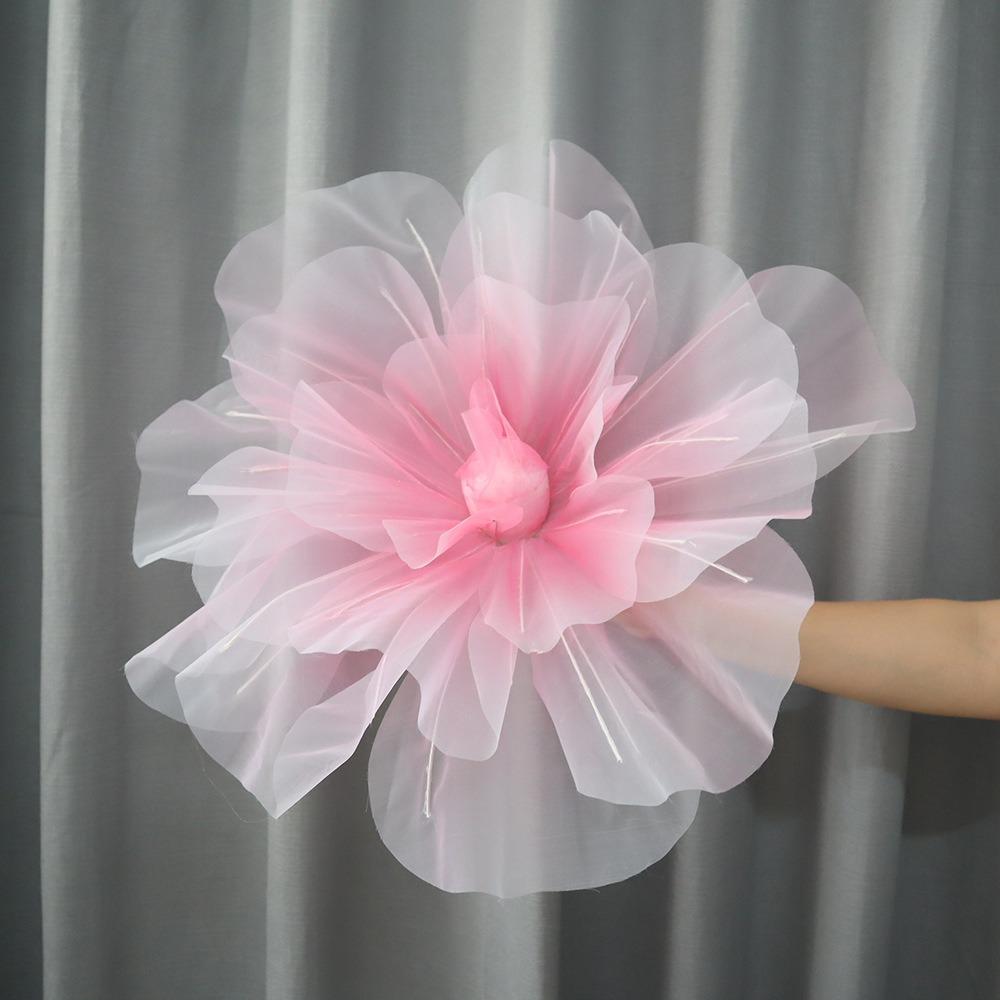

40cm Artificial Rose Blossoms Giant Gauze Fake Flowers New Yarn Flower Outdoor 40cm рожевий
