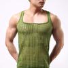 Men Vest Hollow Out Mesh Sleepwear Fish Net Pure Color Vest for Sleeping