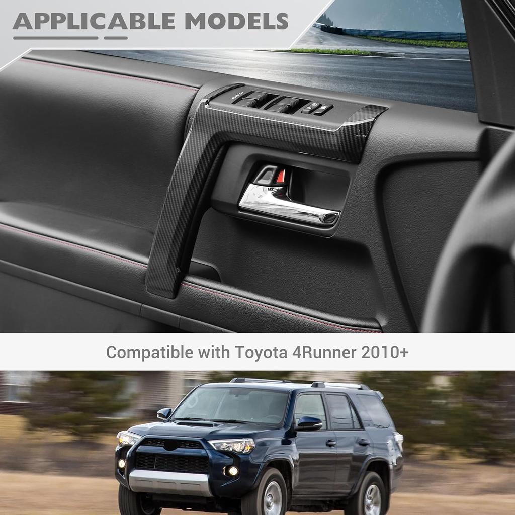 JeCar 4pcs for 4Runner Interior Door Handle Cover Trim Carbon Fiber Interior Accessories for Toyota 4Runner 2010-2023