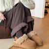 thick-soled fluffy snow boots women's velvet cotton shoes, low-top shoes in autumn and winter, thickened bread shoes to keep warm