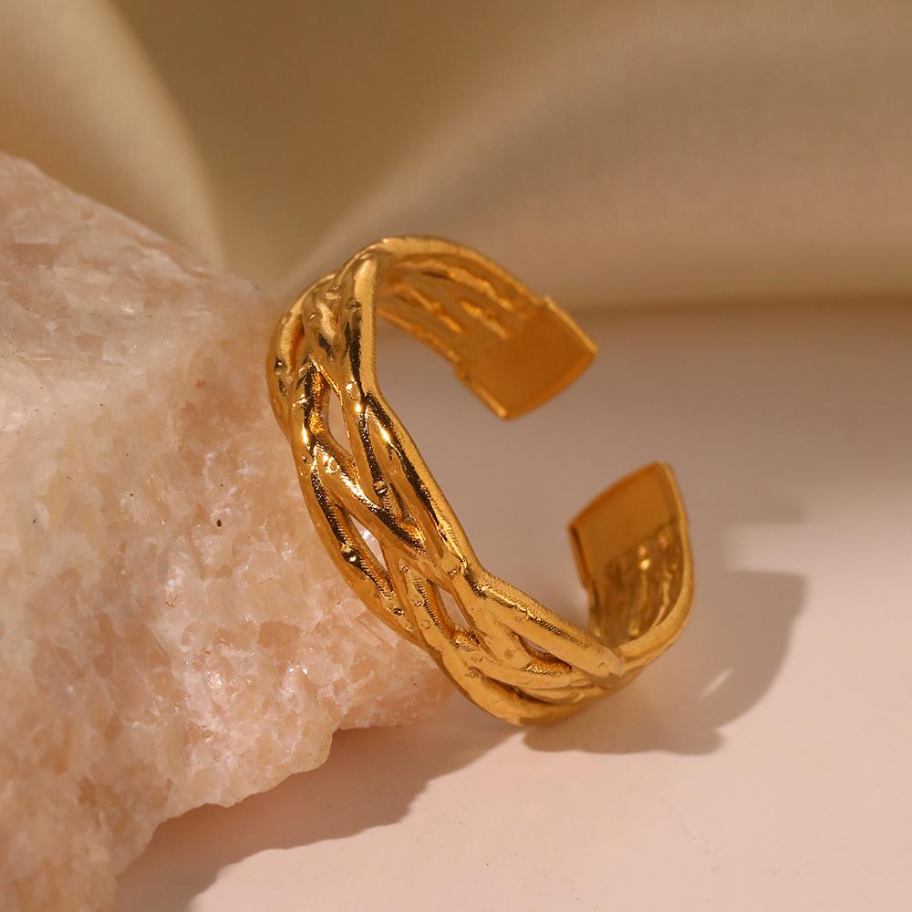 

Stainless Steel Rings Minimalist Geometric Hollow Open Ring Retro Design Sense Ring For Women Zircon Gifts Everyday Wear New