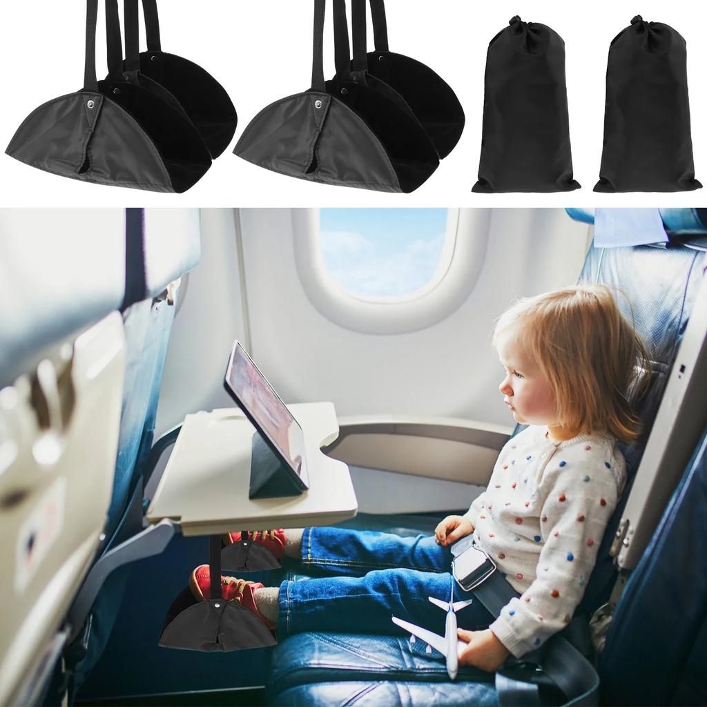2PCS Adjustable Footrest Hammock Portable Travel Suspended Storage Bag Travel Long Flight Bus Train Office Leg Rest Hammock