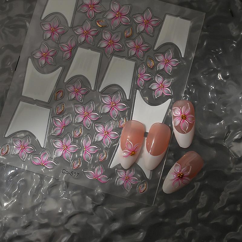 Wearable Nail Art Stickers Free Hand-Painted 3D Sculpted Nail Art Stickers Flower Jelly Nail Art Stickers
