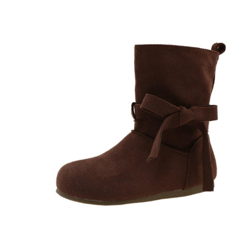 New Popular Suede Casual Boots for Women Fashionable Ankle Boots Short Slip On Flat Shoes Retro Versatile Soft Bottom Lady Boots