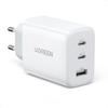 Schnelles Wandladegerät 2x USBC USB 65W PD QC Weiß