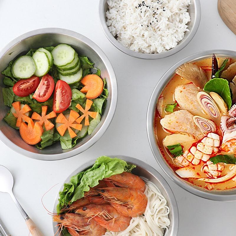 Set boluri de salată din oțel inoxidabil 304 de capacitate mare de 16-32 cm, bol pentru amestecare, pentru prepararea de bucătărie, recipient pentru depozitarea legumelor