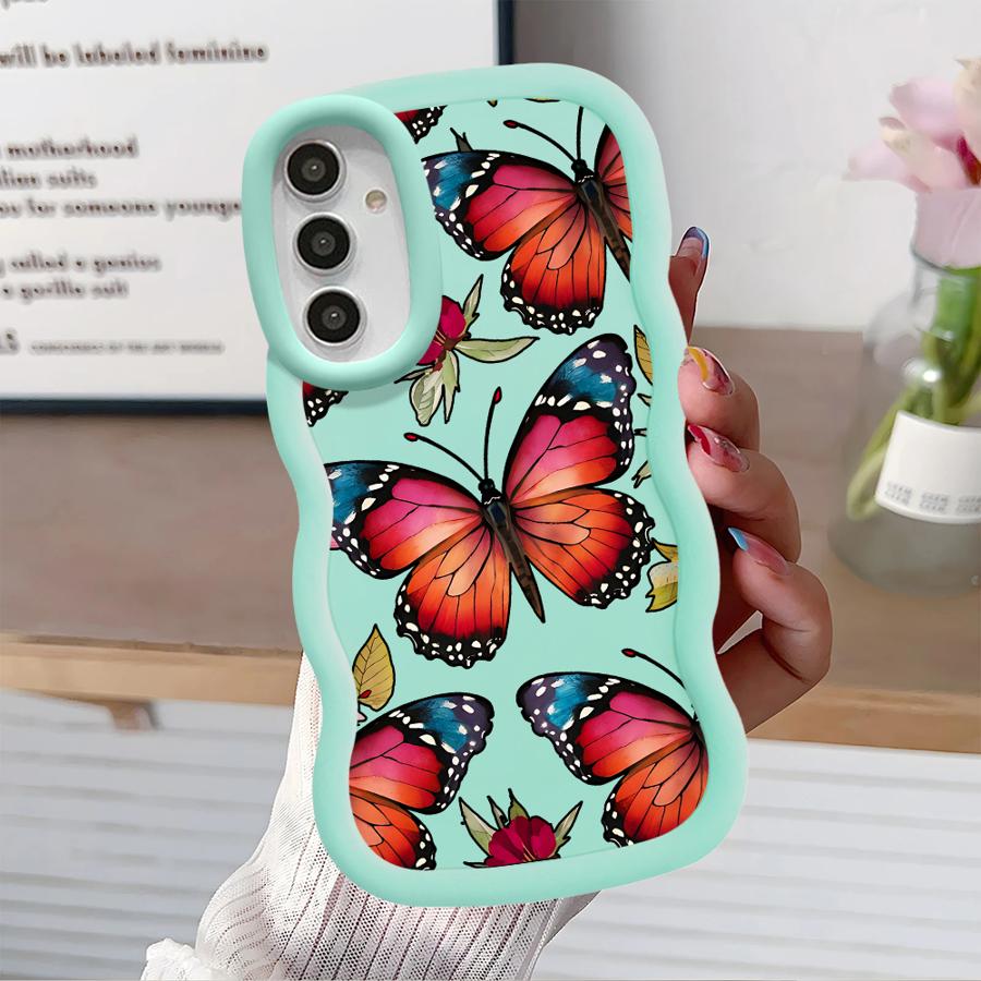 Rotes Blaues Schmetterlings Case für Samsung Galaxy A14 A15 A12 A13 A21s A16 A52 A11 Weiche Handyhülle A33 A03 A04 A06 A53 A23 A05 A22