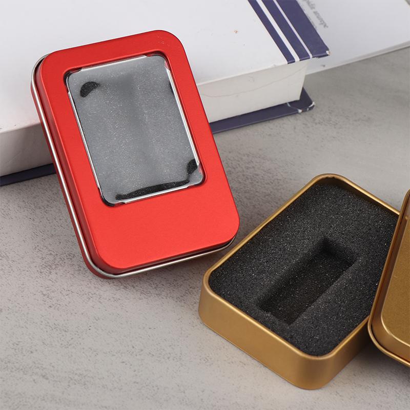 Tinplate U Disk Small Square Box Badge Gift Metal Packaging Box U Disk Large Square Box Window U Disk Small Iron Box