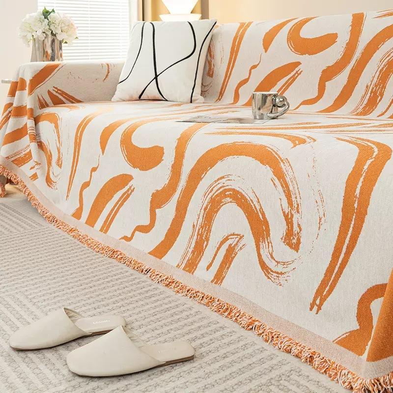 Chenille Simple Line Sofa Towel Anti-Cat Scratch One-Piece Sofa Blanket Full Cover Four Seasons Universal Cover Cloth Towel