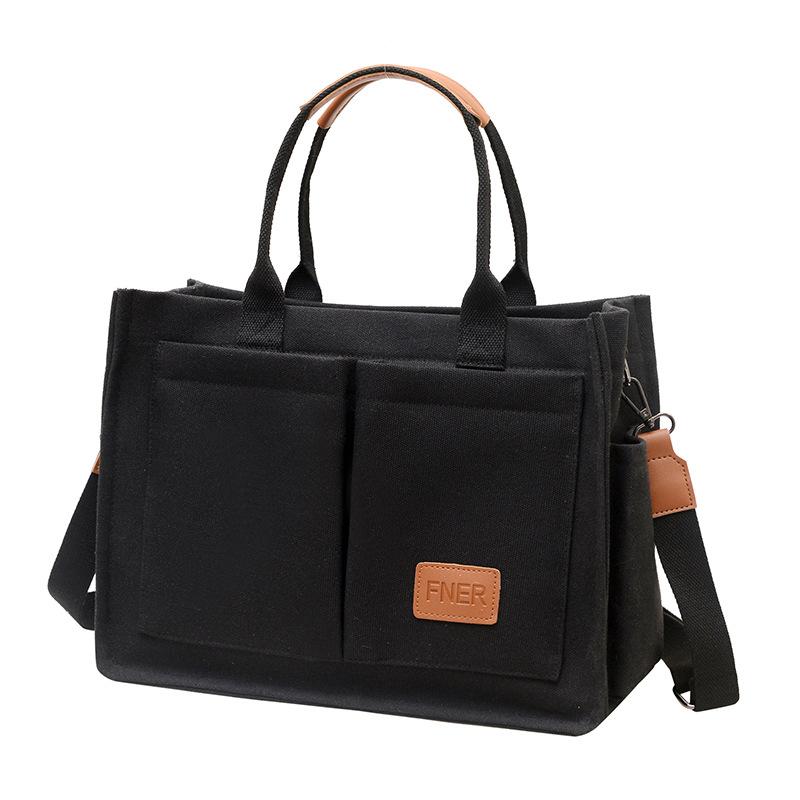 Large-capacity Bag Women's Spring and Summer Versatile New Canvas Shoulder Messenger Bag Class Commuter Tote Bag