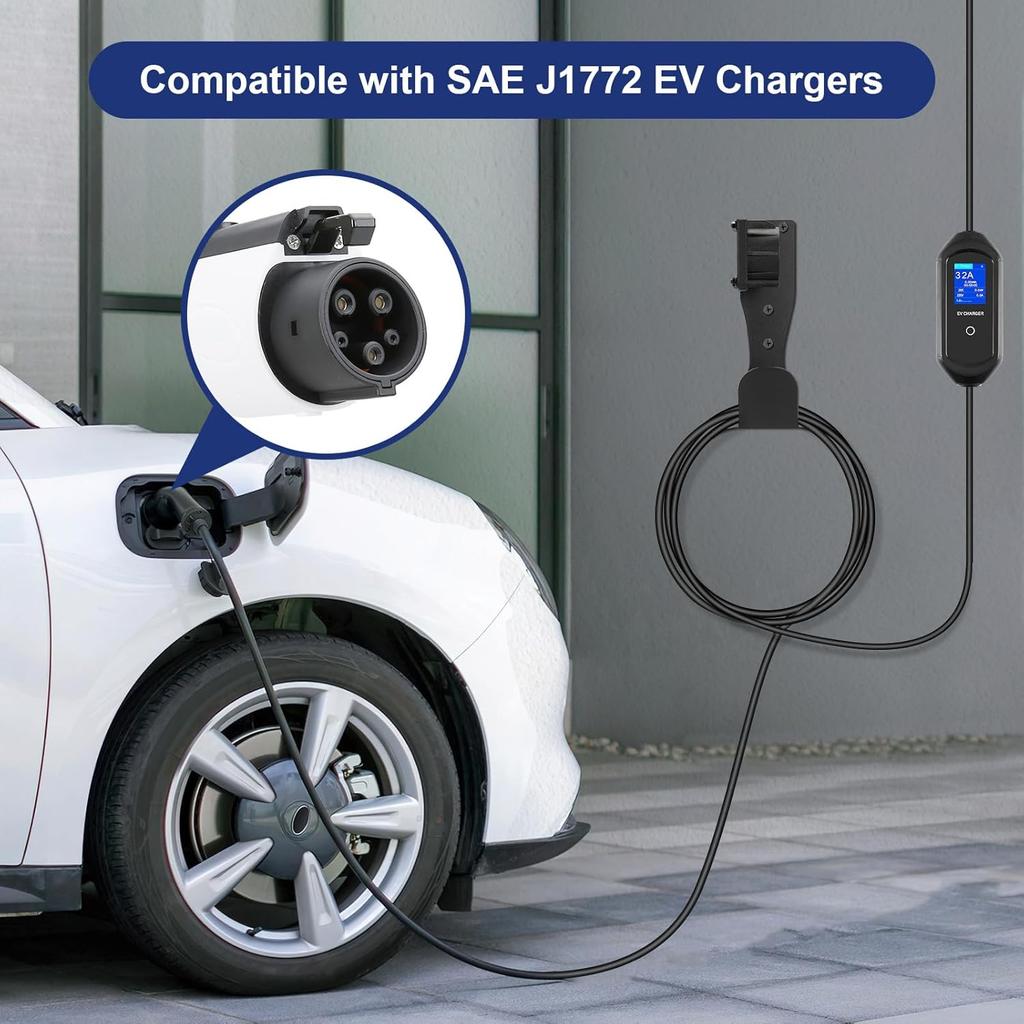 EV Charger Holder Cable Organizer Wall-Aligned Mount J1772 Holder, Space-Saving, No Cable Cutting, Electric Car Charger Cord Holder & Plug Holster