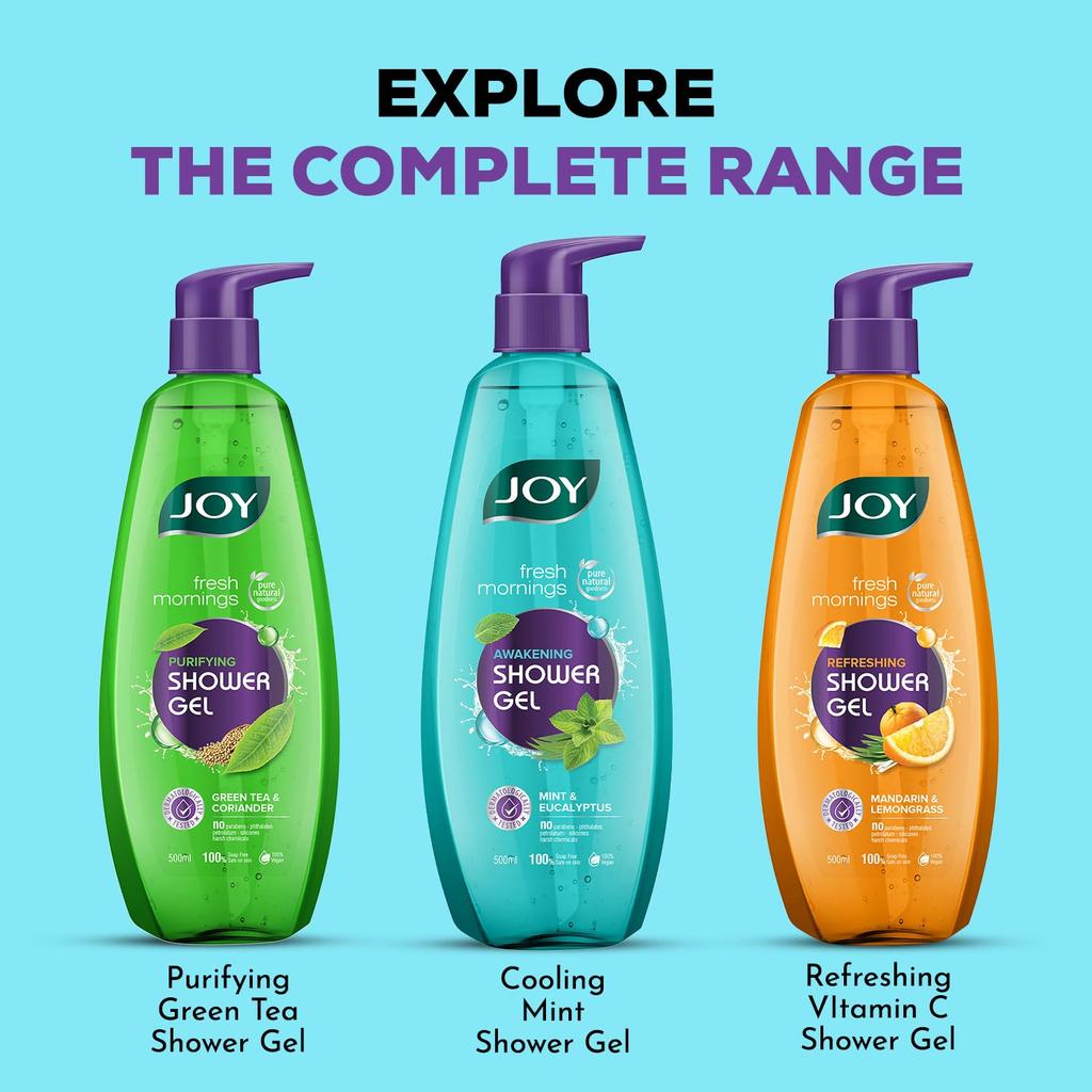 Joy Mint & Eucalyptus Shower Gel Body Wash 500 ml Pack of 1 | Vegan Soap Free, Cooling Mint & Deep Cleansing Eucalyptus for All Skin Types