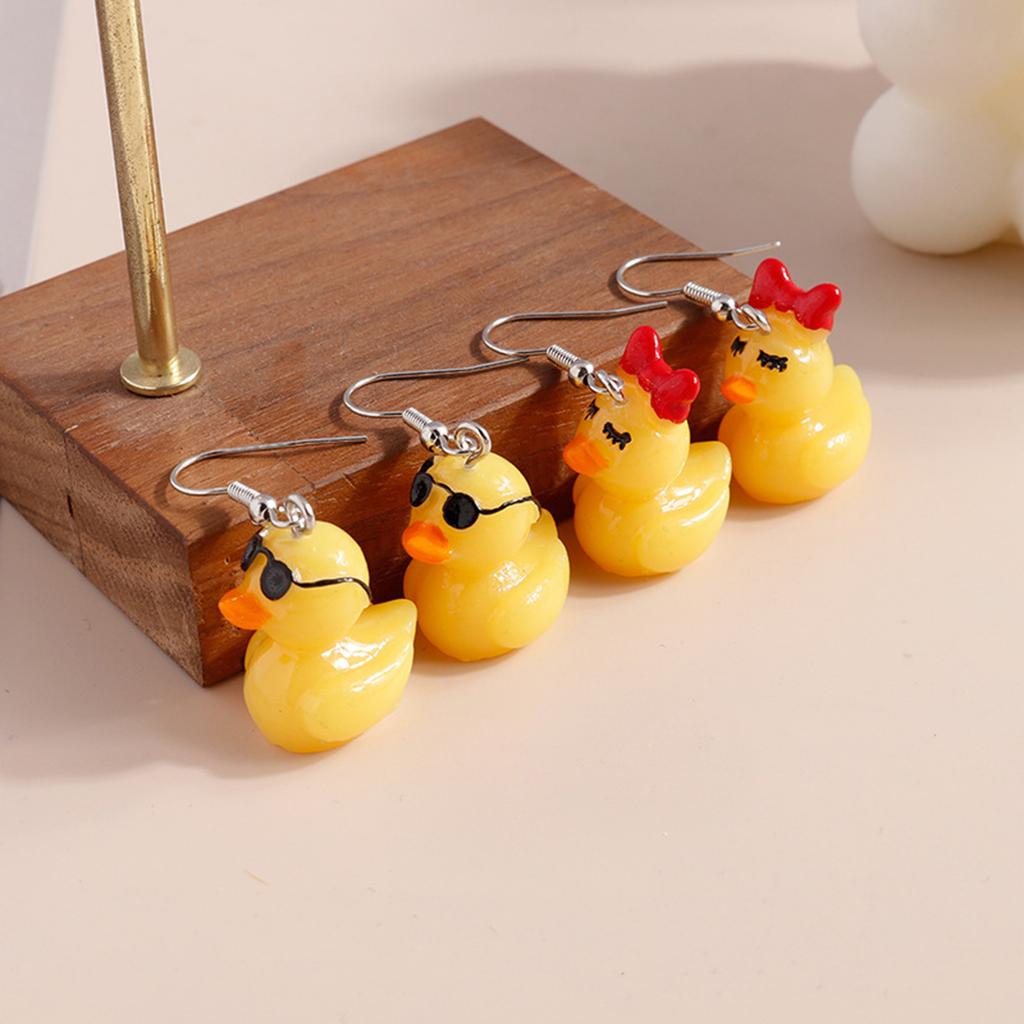 Stylish Yellow Duck Shapes Earrings Animal Themes Ear Pendants for Daily Outfits