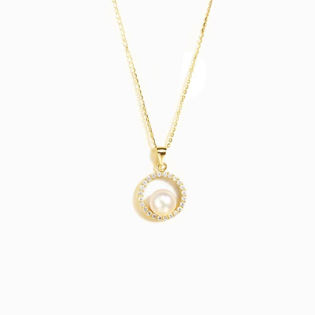 S925 Sterling Silver Freshwater Pearl Necklace with Diamond Accents - Elegant European and American Style Clavicle Chain for Women