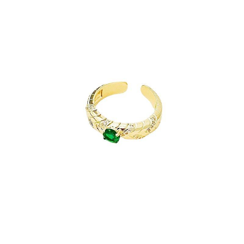 

Green Zircon Copper Ring Geometric Styling Fashion Adjustable Delicate Accessory