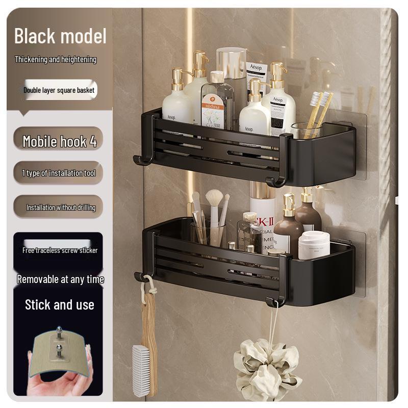 Punch-Free Wall-Mounted Bathroom Storage Shelf