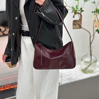 Large Capacity Underarm Small Square Bag For Women With Oil Wax Cowhide 2025 New Style Ladies Casual All-Match Single Shoulder
