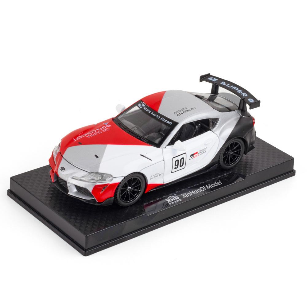 Model de mașină de jucărie modelată sub presiune Toyota Supra GT4 la scară 1/32, vehicul de jucărie cu sunet și lumină pentru copii, copii mici, băieți, fete, colecție de cadouri