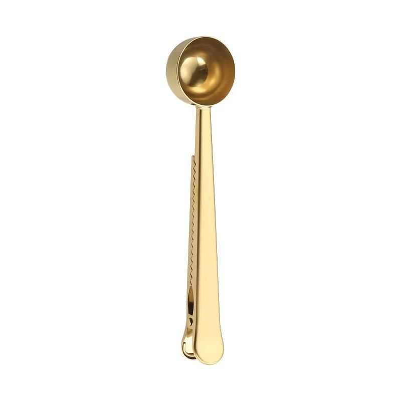1pc Two-in-one Stainless Steel Coffee Spoon Sealing Clip Coffee Spoon Coffee Accessories Kitchen Accessories
