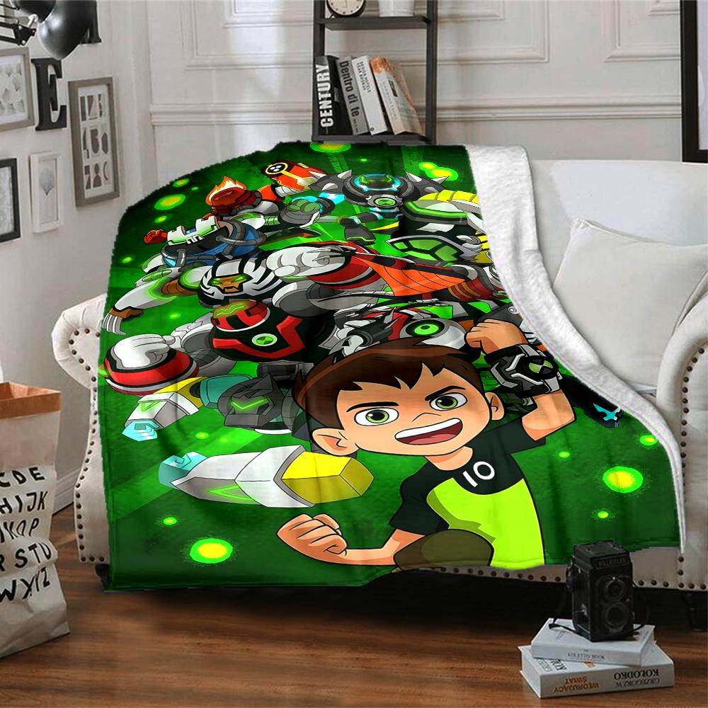 1pc Ben10 Blanket, Gift, for Men and Women, Soft Blanket, Good for Sofa Bed Couch Travel, Lightweight Flannel Blanket