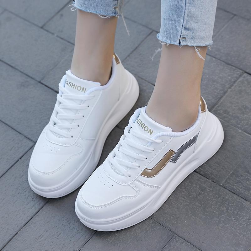 Women Shoes Women's PU Leather Sneakers Sports Shoes Flats Plus Size 36-42