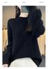 2024 A/W Women's Thick Wool Knit Sweater - Round Neck, Long Sleeve, Bright Silk, Loose Fit